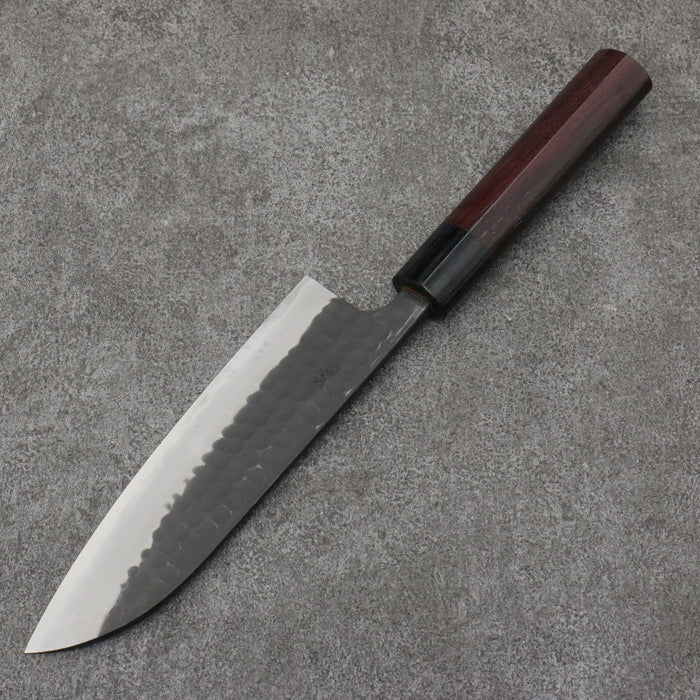 Nao Yamamoto Blue Steel Kurouchi Santoku170mm Shitan & Black Pakkawood Handle - Seisuke Knife