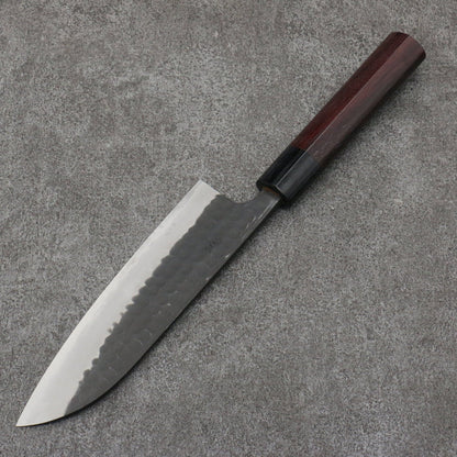 Nao Yamamoto Blue Steel Kurouchi Santoku170mm Shitan & Black Pakkawood Handle - Seisuke Knife