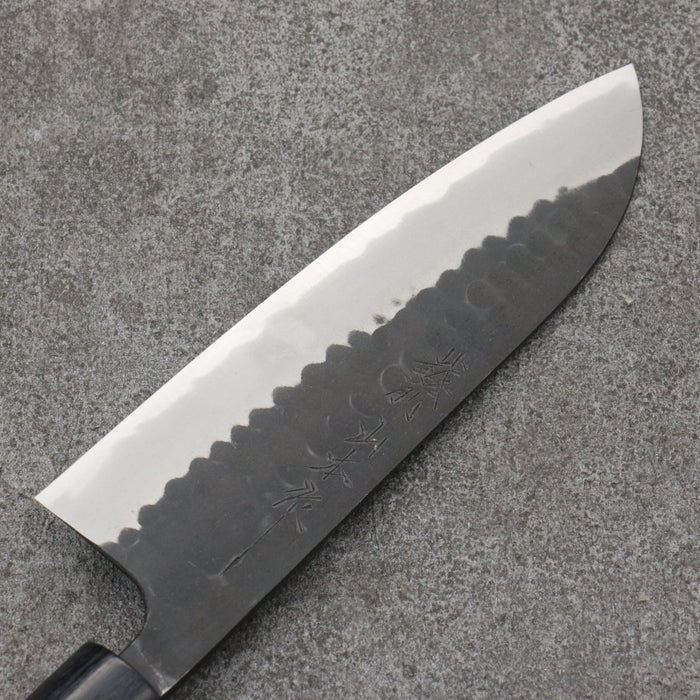 Nao Yamamoto Blue Steel Kurouchi Santoku170mm Shitan & Black Pakkawood Handle - Seisuke Knife