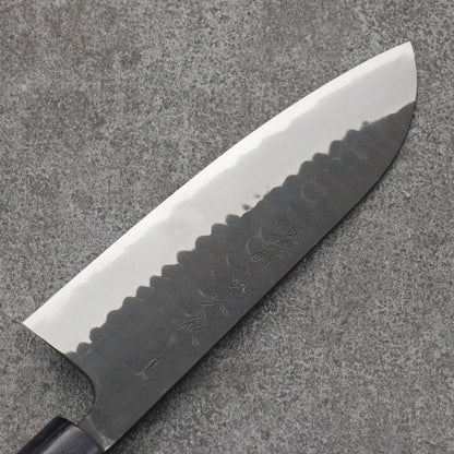 Nao Yamamoto Blue Steel Kurouchi Santoku170mm Shitan & Black Pakkawood Handle - Seisuke Knife