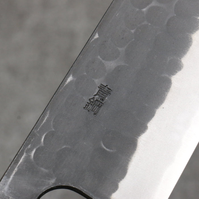 Nao Yamamoto Blue Steel Kurouchi Santoku170mm Shitan & Black Pakkawood Handle - Seisuke Knife