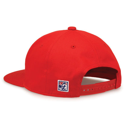 NC State Retro Circle snapback hat in red, rear view showing the adjustable snap closure
