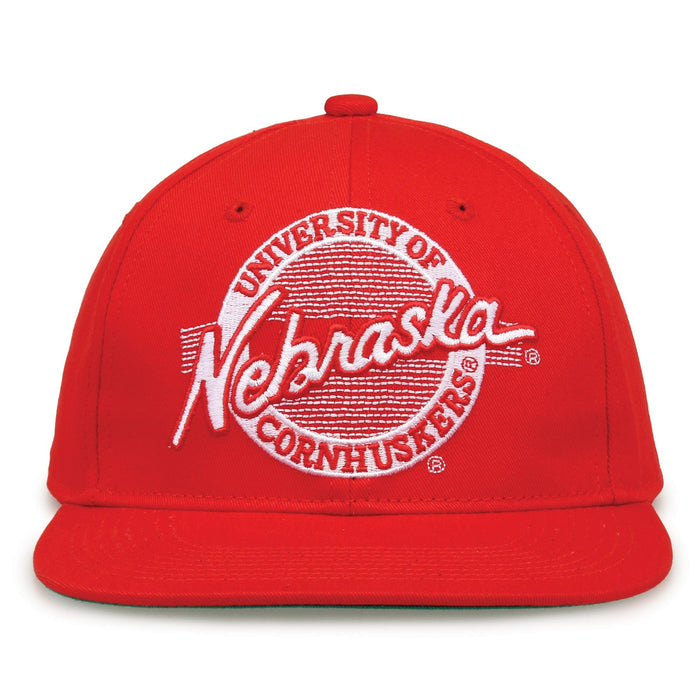 Nebraska Cornhuskers Retro Circle Snapback - Red, front view