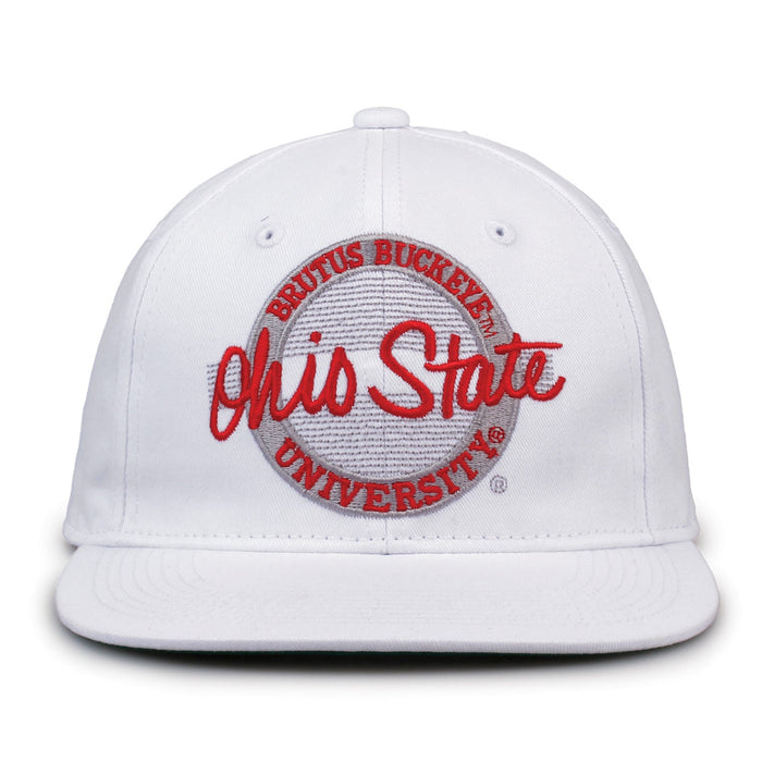 Retro Circle Snapback - White