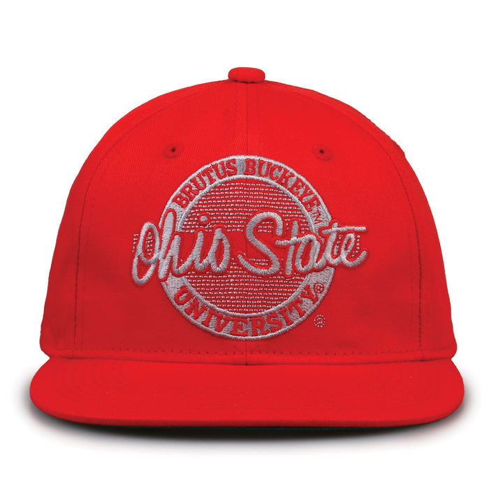 Ohio State Buckeyes Retro Circle Snapback - Red, front view