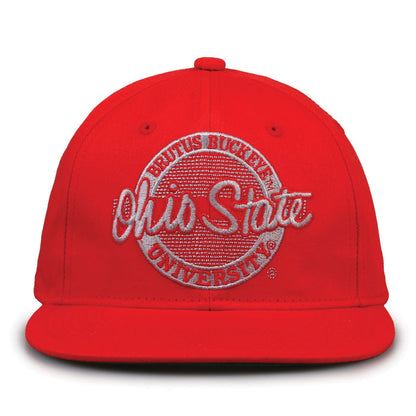 Ohio State Buckeyes Retro Circle Snapback - Red, front view