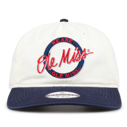 Ole Miss Original Circle snapback hat with embroidered school design, front view