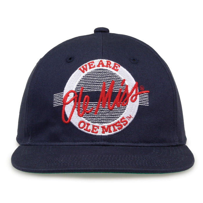 Ole Miss Rebels Retro Circle Snapback - Navy, front view