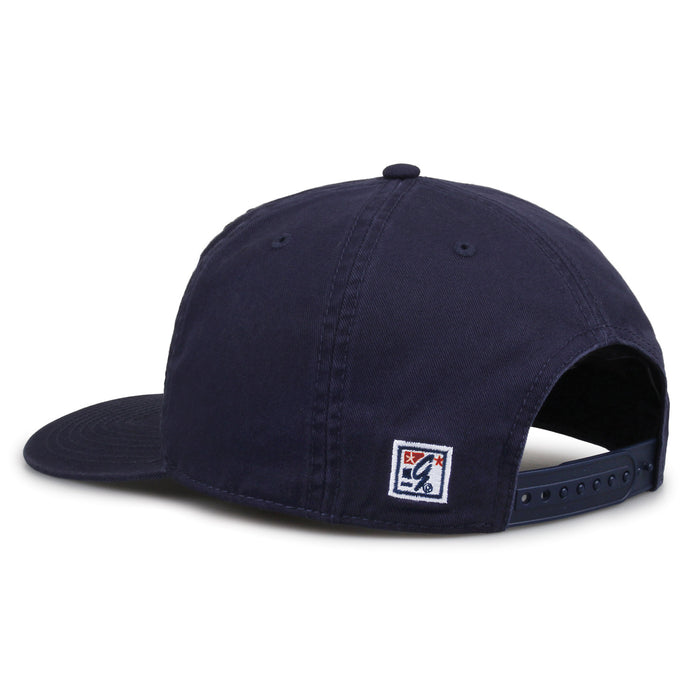 Ole Miss Rebels Original Heritage Bar Snapback in navy, rear view showing adjustable snapback closure