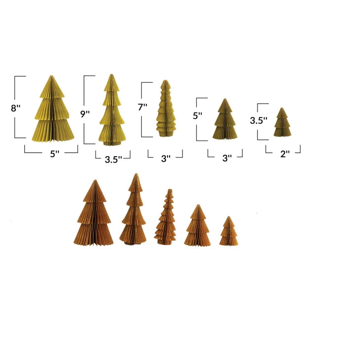 Paper Folding Honeycomb Trees, Set of 5