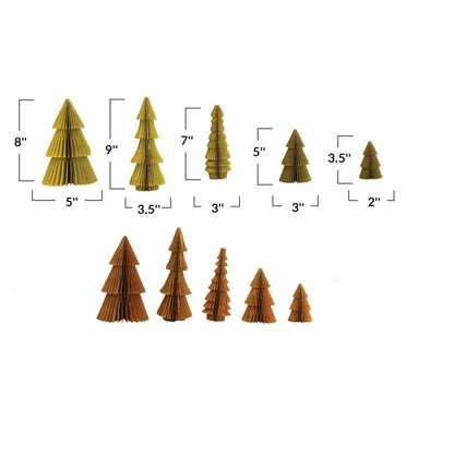 Paper Folding Honeycomb Trees, Set of 5