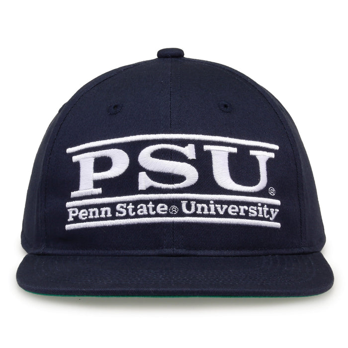 Penn State Retro Bar snapback hat in navy, front view