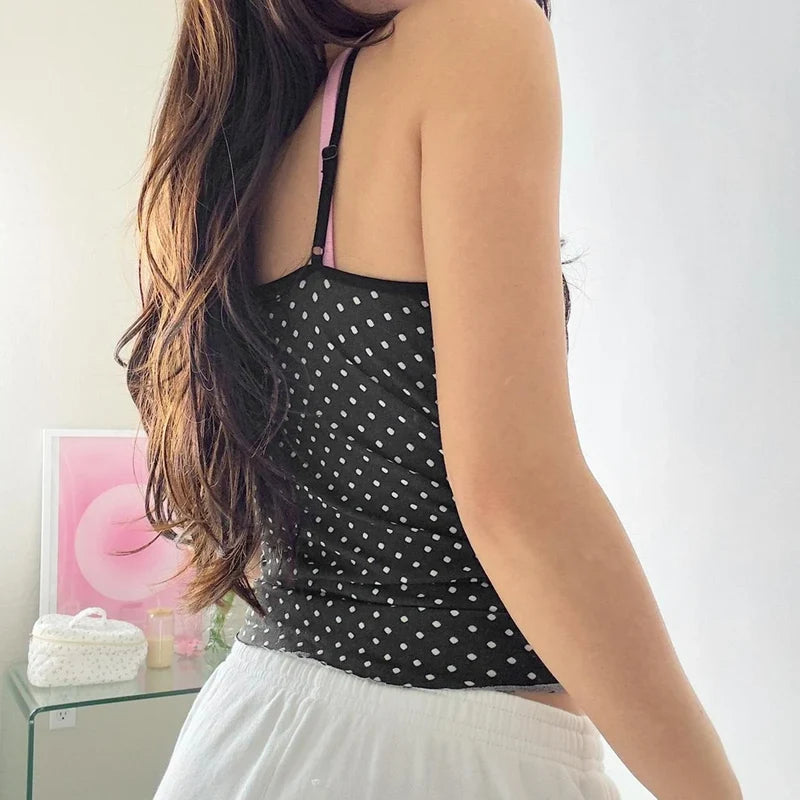 Polka Dot Bow Camis Crop Top