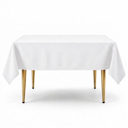 White polyester square tablecloth 70"x70" for stylish events.