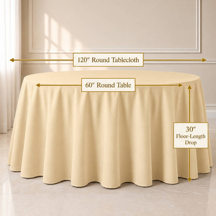 beige premium polyester round tablecloth