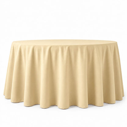 beige seamless round tablecloth 120 inches