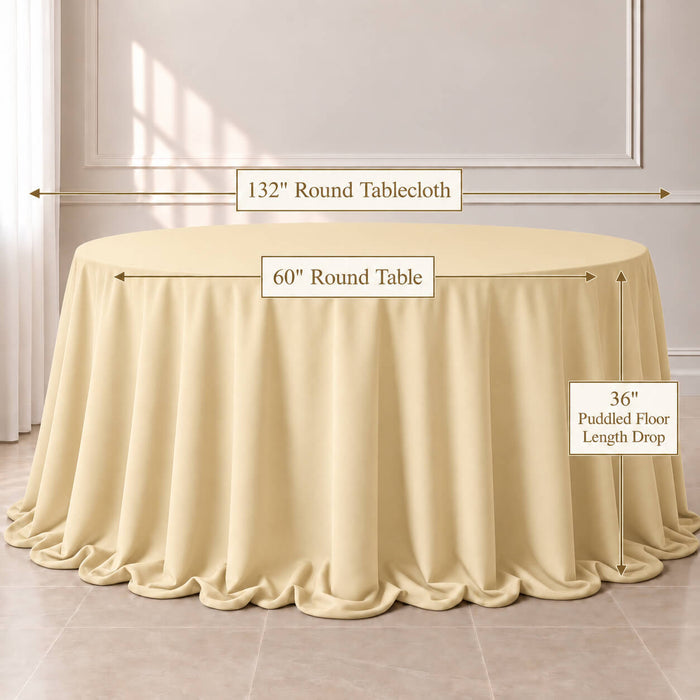 beige seamless round tablecloth for elegant dining