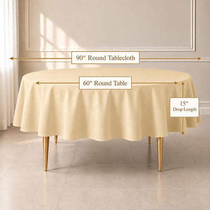 beige round tablecloth on a round table