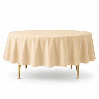 beige premium polyester round tablecloth 90 inch