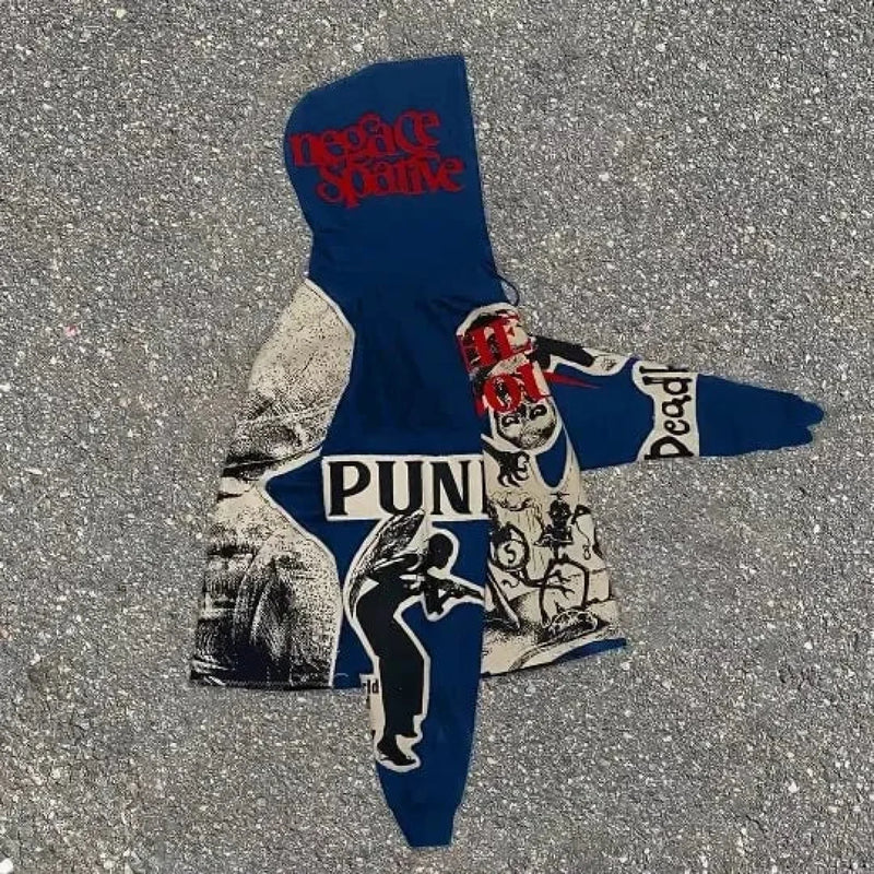 Punk Mummy Print Oversized Hoodie