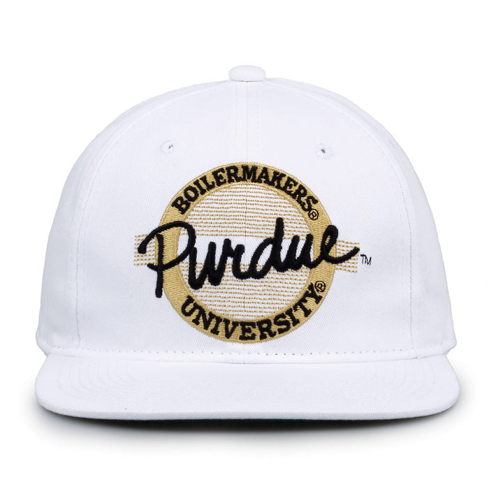 Purdue Boilermakers Retro Circle Snapback - White, front view