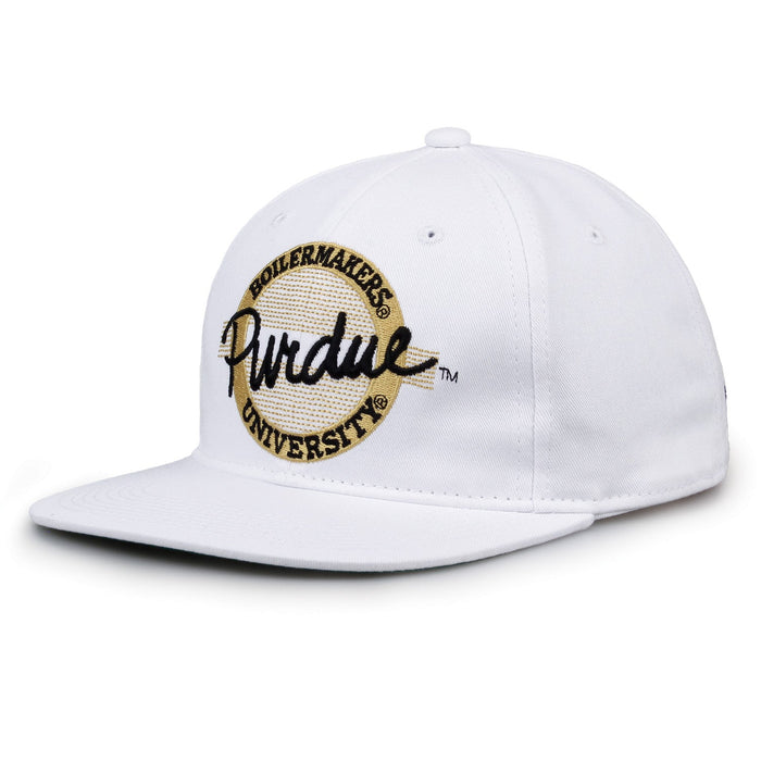 Purdue Boilermakers Retro Circle Snapback - White, alternate view 1
