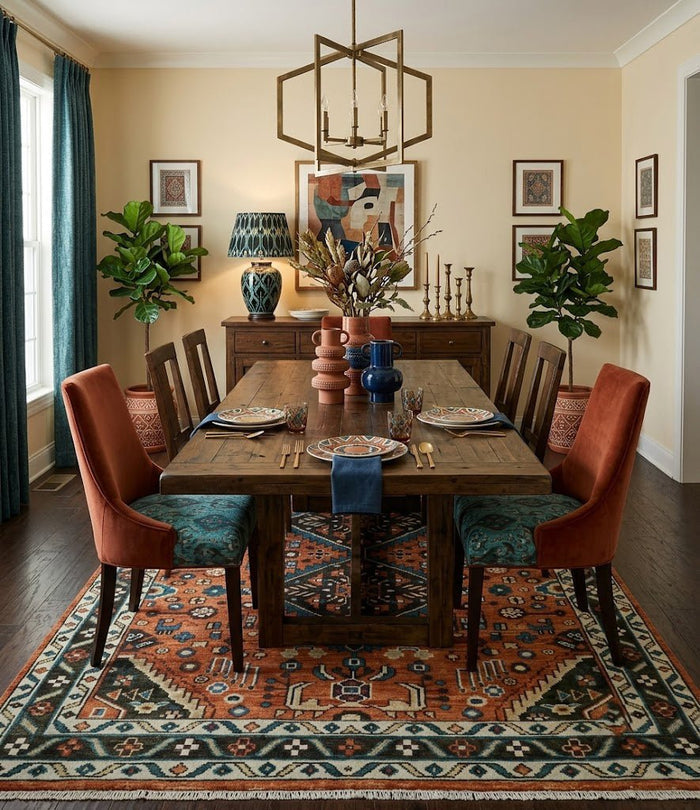 Ready to ship Rust, Ivory and Brown Oriental Traditional Area Rug - The Rug Decor