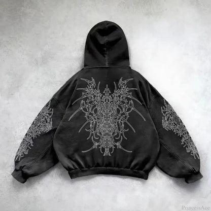 Retro Punk Printed Hoodie
