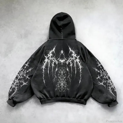 Retro Punk Printed Hoodie black 2 / M