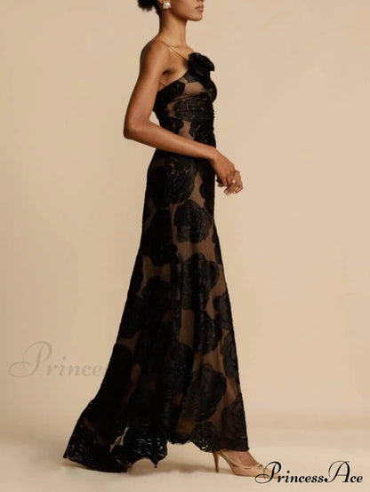 Rose Flower Three-Dimensional Charming Burnt Maxi Dress Dresses