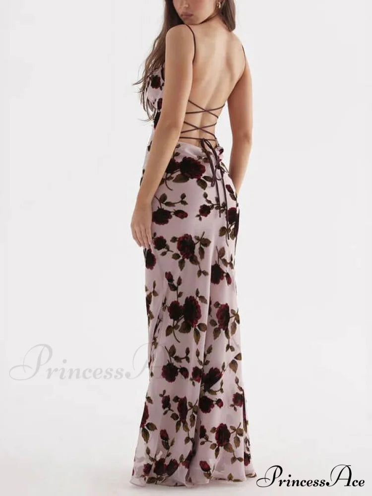 Rose Backless Stylish Maxi Dress Dresses