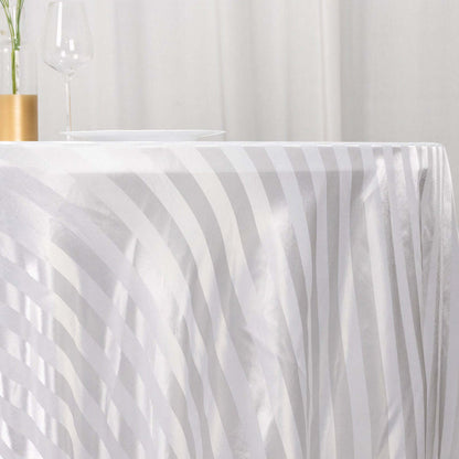 Elegant striped tablecloth with a glossy finish.