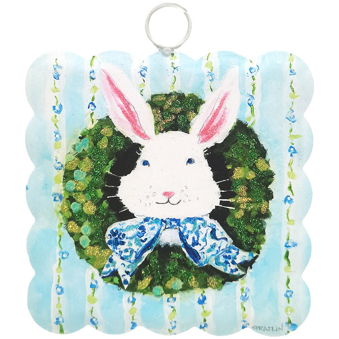 Scallop Bunny In Boxwood Wreath Mini Gallery Art