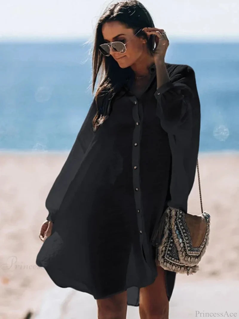 See Through Bikini Beach Cover Up Black / One Size