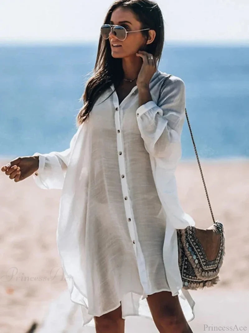 See Through Bikini Beach Cover Up WHITE / One Size