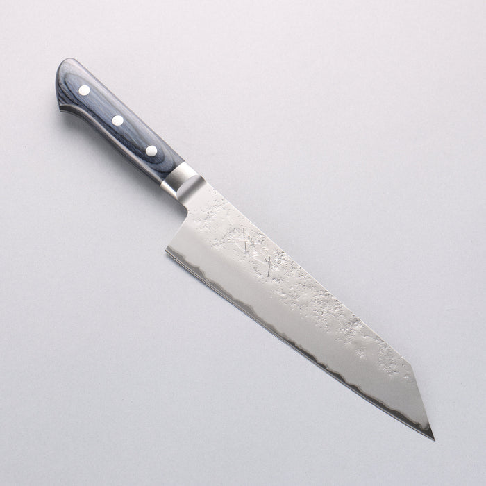 Seisuke Blue Steel No.2 Nashiji Kiritsuke Santoku 195mm Navy Blue Pakkawood Handle - Seisuke Knife