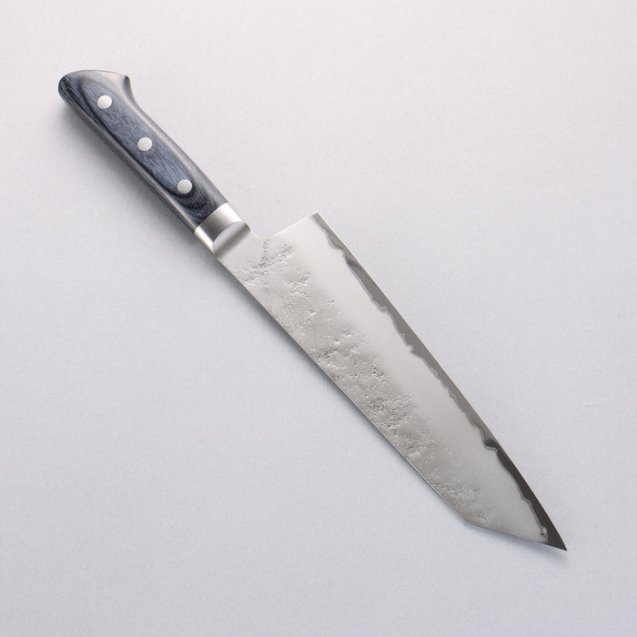 Seisuke Blue Steel No.2 Nashiji Kiritsuke Santoku 195mm Navy Blue Pakkawood Handle - Seisuke Knife