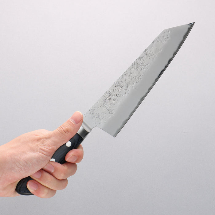 Seisuke Blue Steel No.2 Nashiji Kiritsuke Santoku 195mm Navy Blue Pakkawood Handle - Seisuke Knife