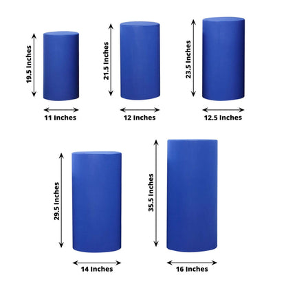 Blue cylindrical foam rollers in various sizes and dimensions