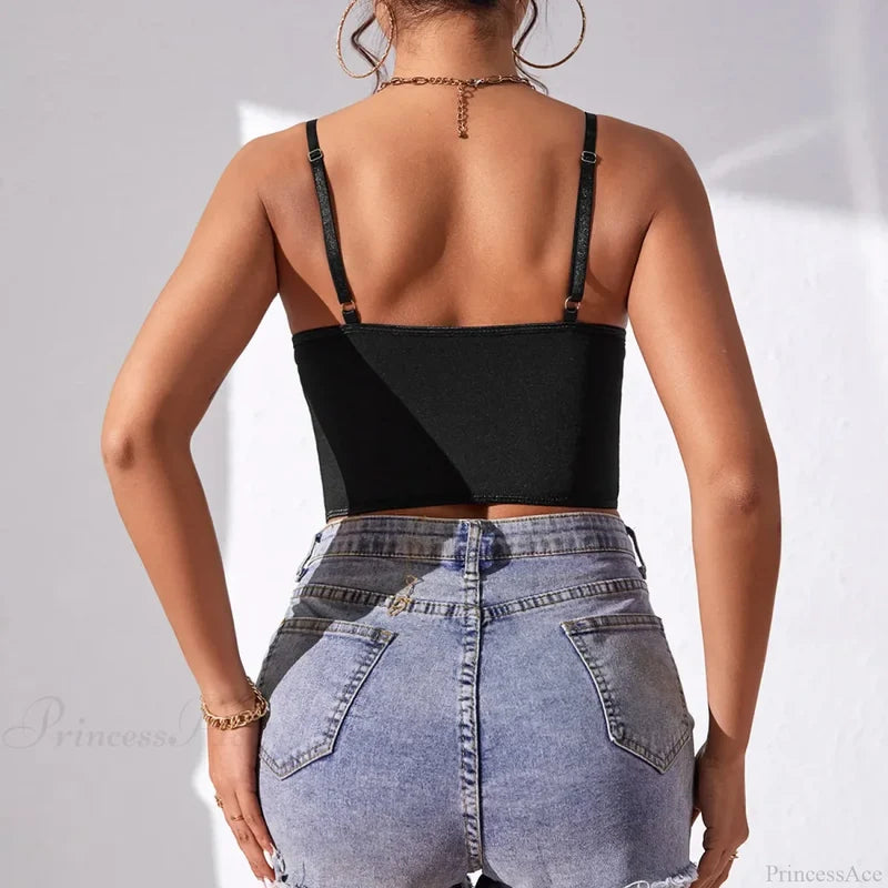 Sexy Lace Fishbone Backless Sheer Corset Crop Top croptop-250126
