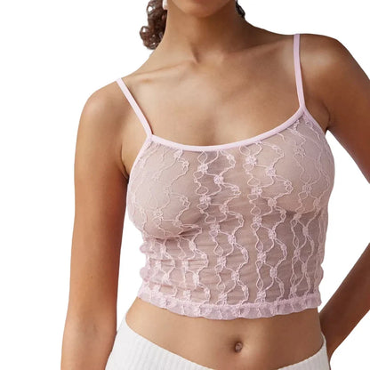 Sheer Mesh Square Neck Crop Top