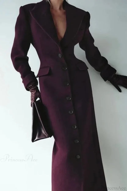 Single-Breasted Wool Coat Red / S