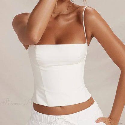 Skinny Corset Spaghetti Strap Crop Top croptop-250126