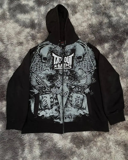 Skull Print Hooded Sweatshirt Black 8 / S