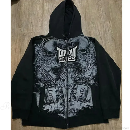 Skull Print Hooded Sweatshirt Black 6 / S