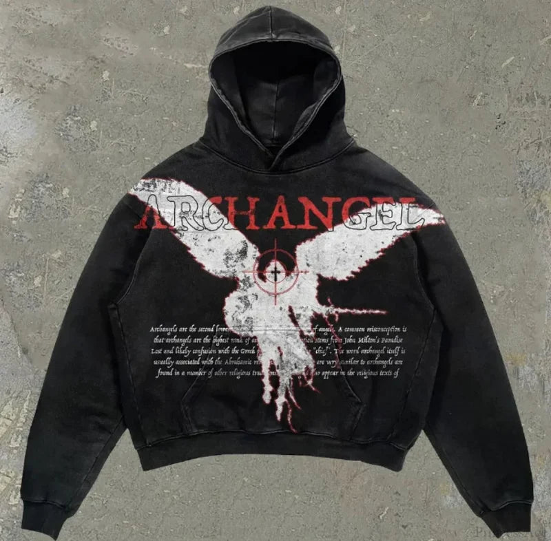 Skull Rap Graphic Cotton Hoodie Black3 / S
