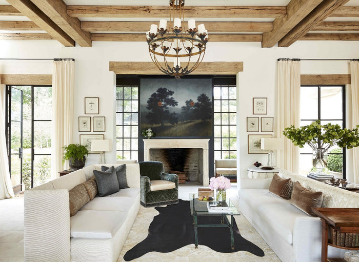 Solid Black Cowhide Rug #A33898