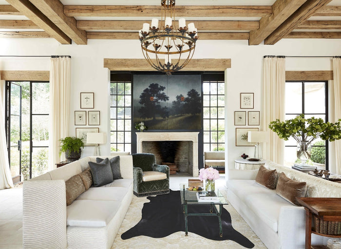 Solid Black Cowhide Rug #A33896