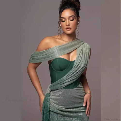 Solid Color Sleeveless Strapless Slit Prom Dress promdress-250223