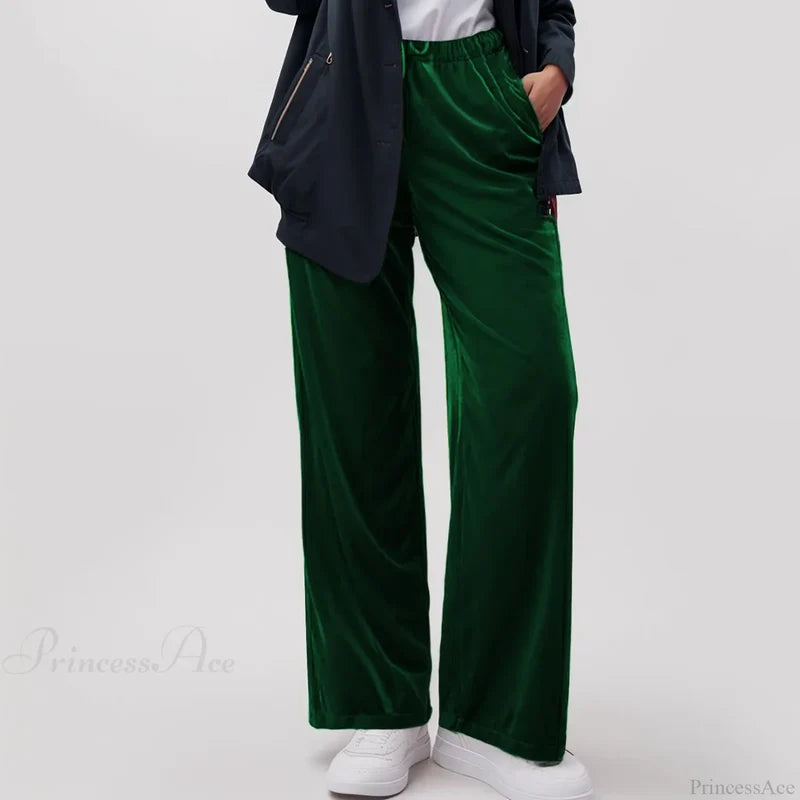 Solid Pocket Stretch Yoga Casual Pants Green / S